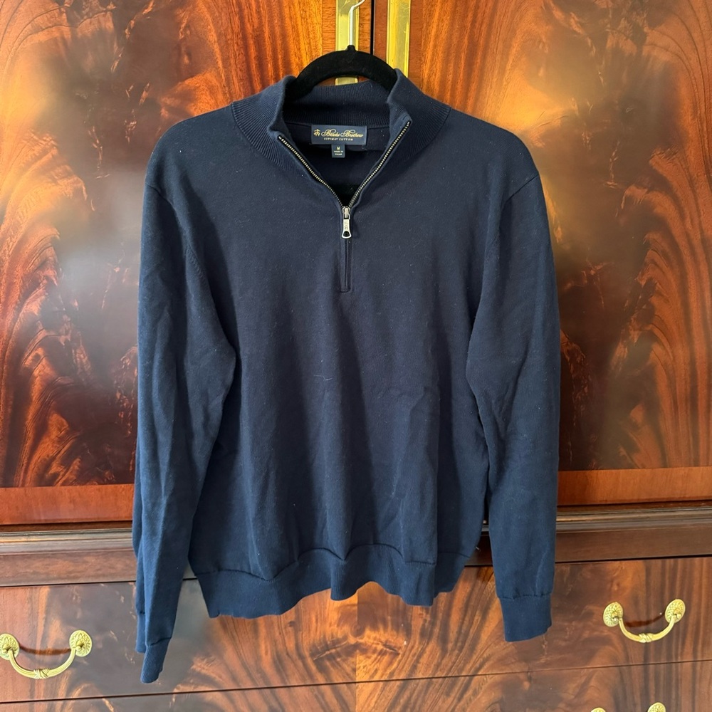 Brooks Brothers Supima Cotton Half Zip Sweater Navy Blue Men’s Medium